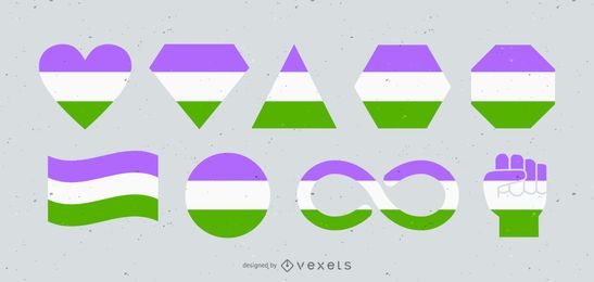 Genderqueer Flags and Shapes Set