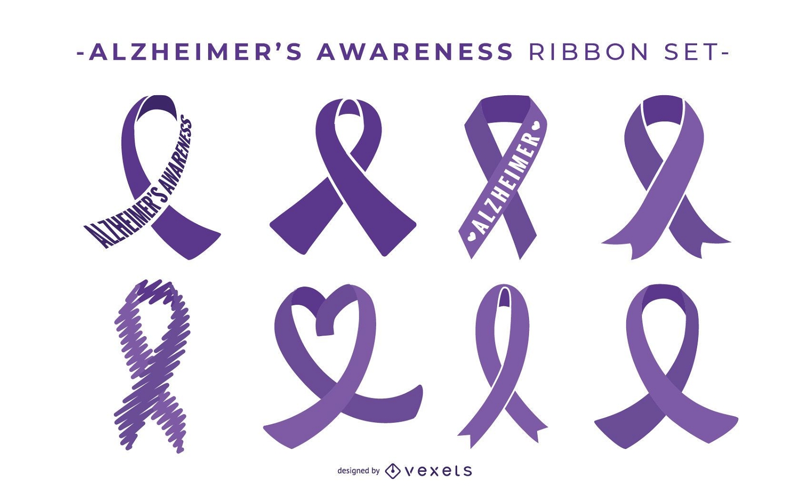 Alzheimer's awareness ribbon set