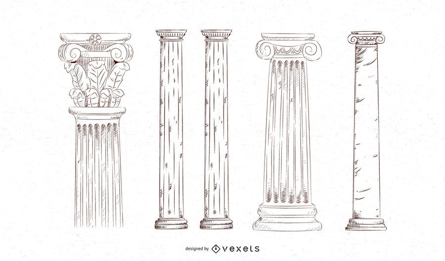 Hand drawn pillar set Hand drawn pillar set