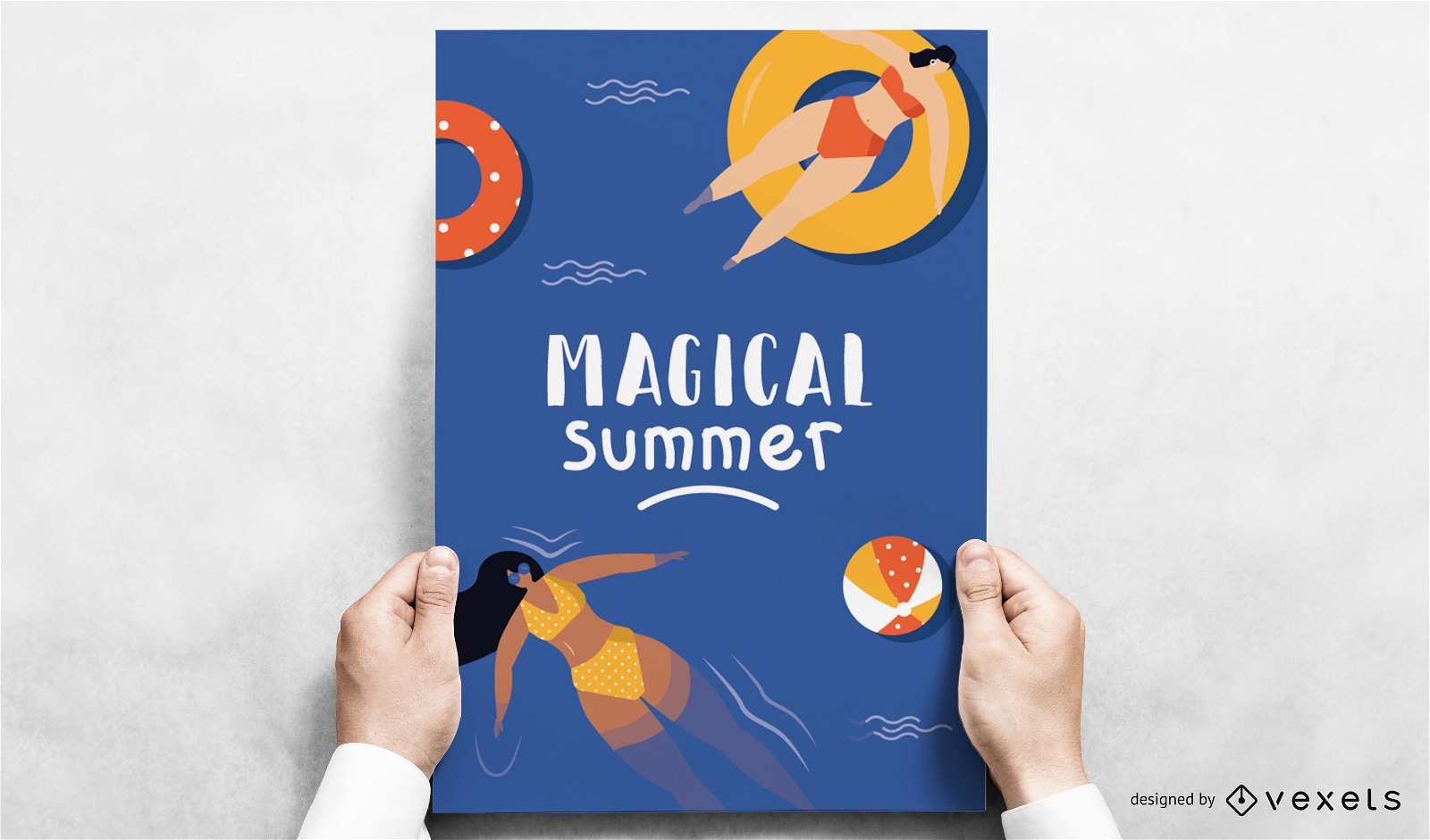 Design de pôster mágico de piscina de verão