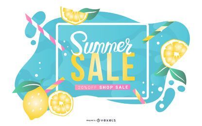 Banner de venda de limonada de verão