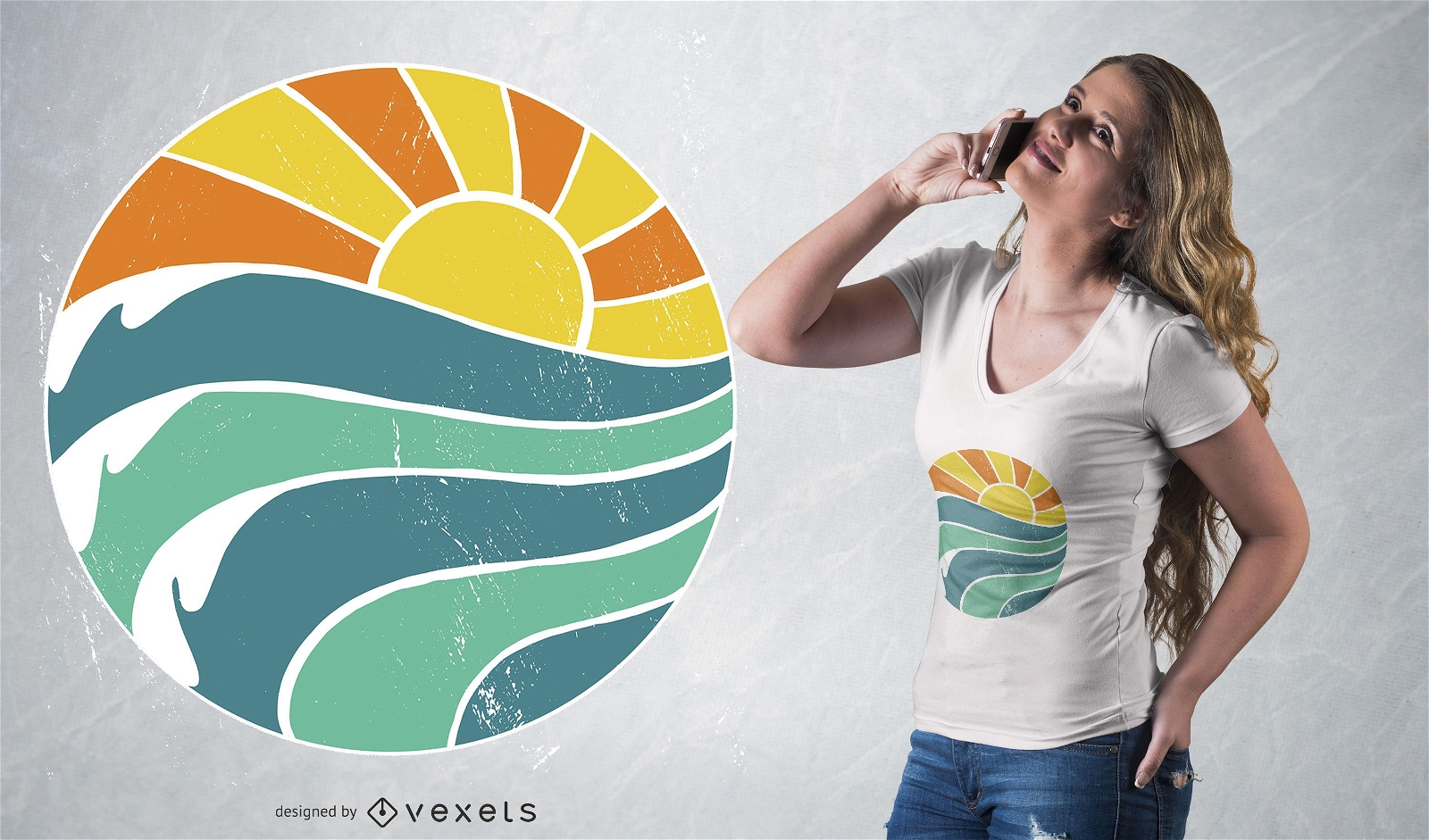 Design de camisetas de ondas de sol de ver?o