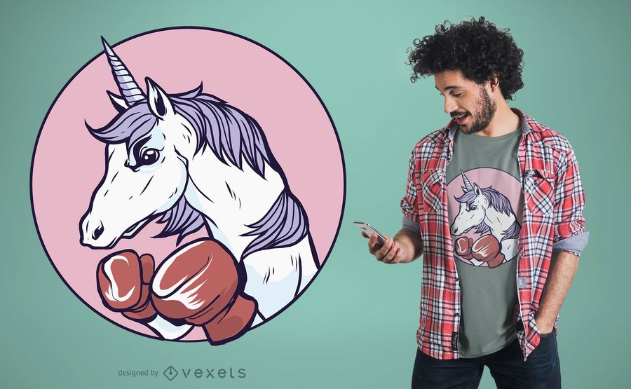 Unicorn Boxing T-Shirt Design Unicorn Boxing T-Shirt Design