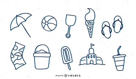 Sommer Thema Linie Symbole festgelegt Sommer Thema Linie Symbole festgelegt