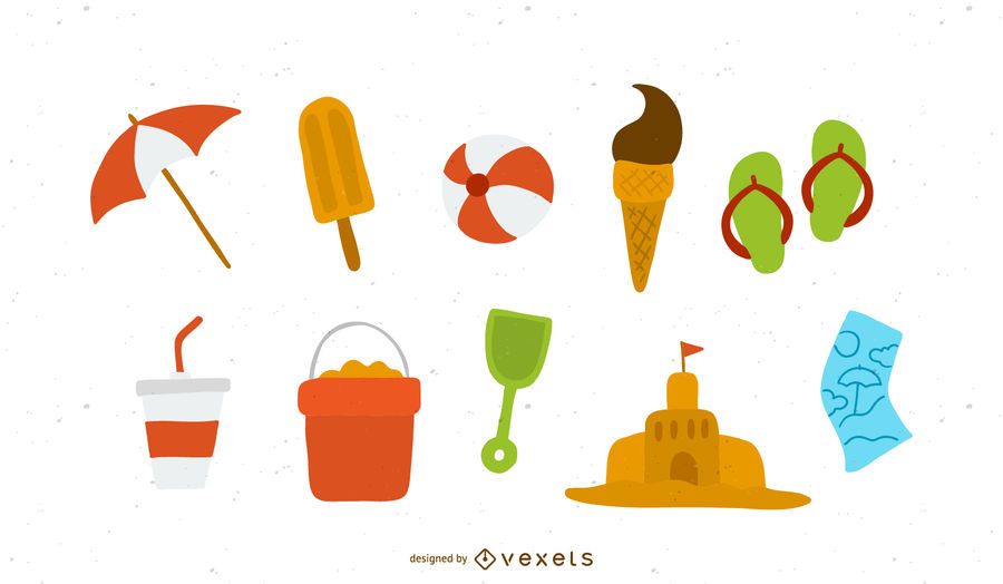 Summer and beach icons set Summer and beach icons set
