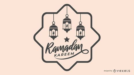 Ilustración de Ramadán en blanco y negro