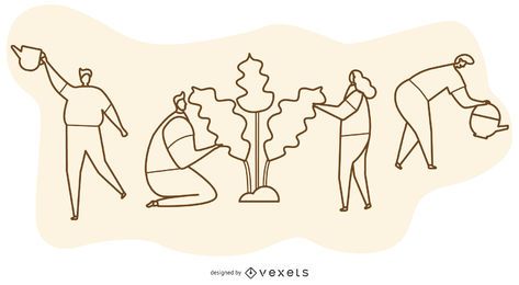 Ilustração de desenhos animados de plantio de árvores Ilustração de desenhos animados de plantio de árvores