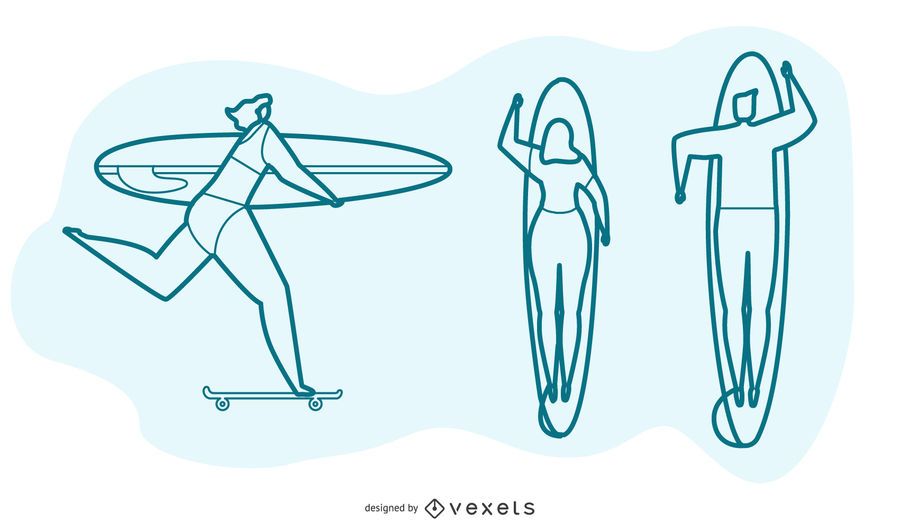 Surfing People Vector Set Surfing People Vector Set