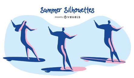 Siluetas de surf de verano Siluetas de surf de verano