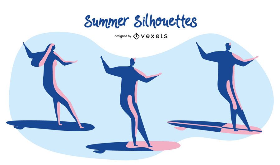 Sommer Surfing Silhouetten Sommer Surfing Silhouetten
