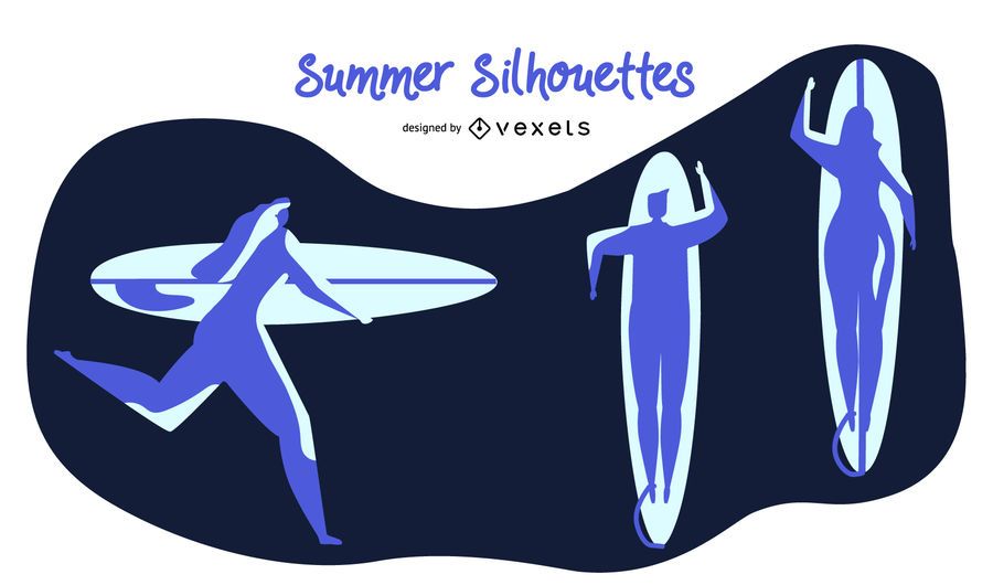 Conjunto de silhueta azul de verão Conjunto de silhueta azul de verão