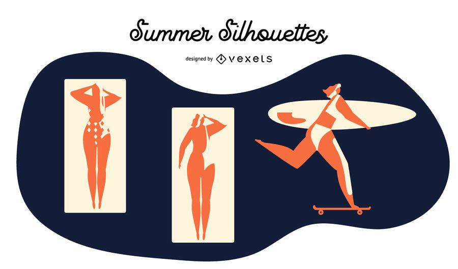 Summer Silhouette Vector Set Summer Silhouette Vector Set