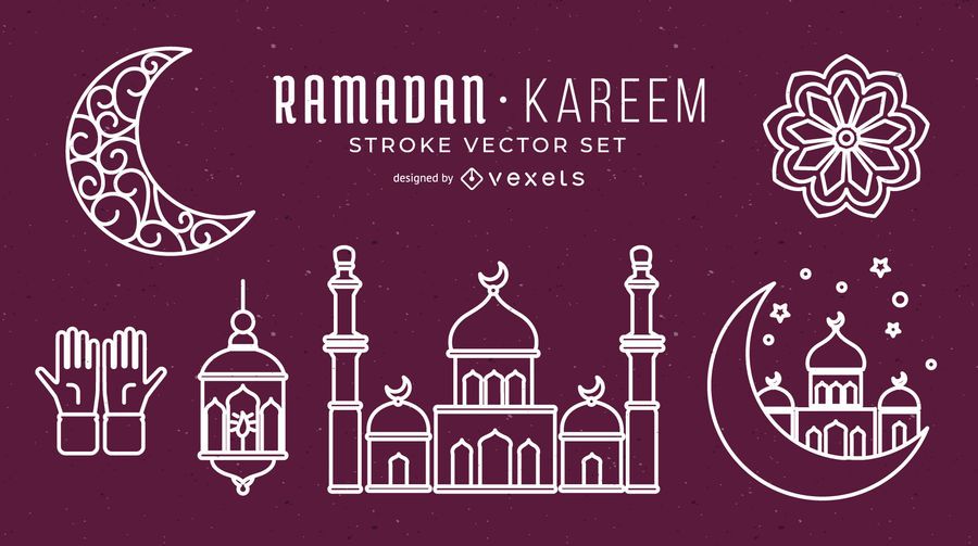 Ramadan Stroke Vector Set Ramadan Stroke Vector Set