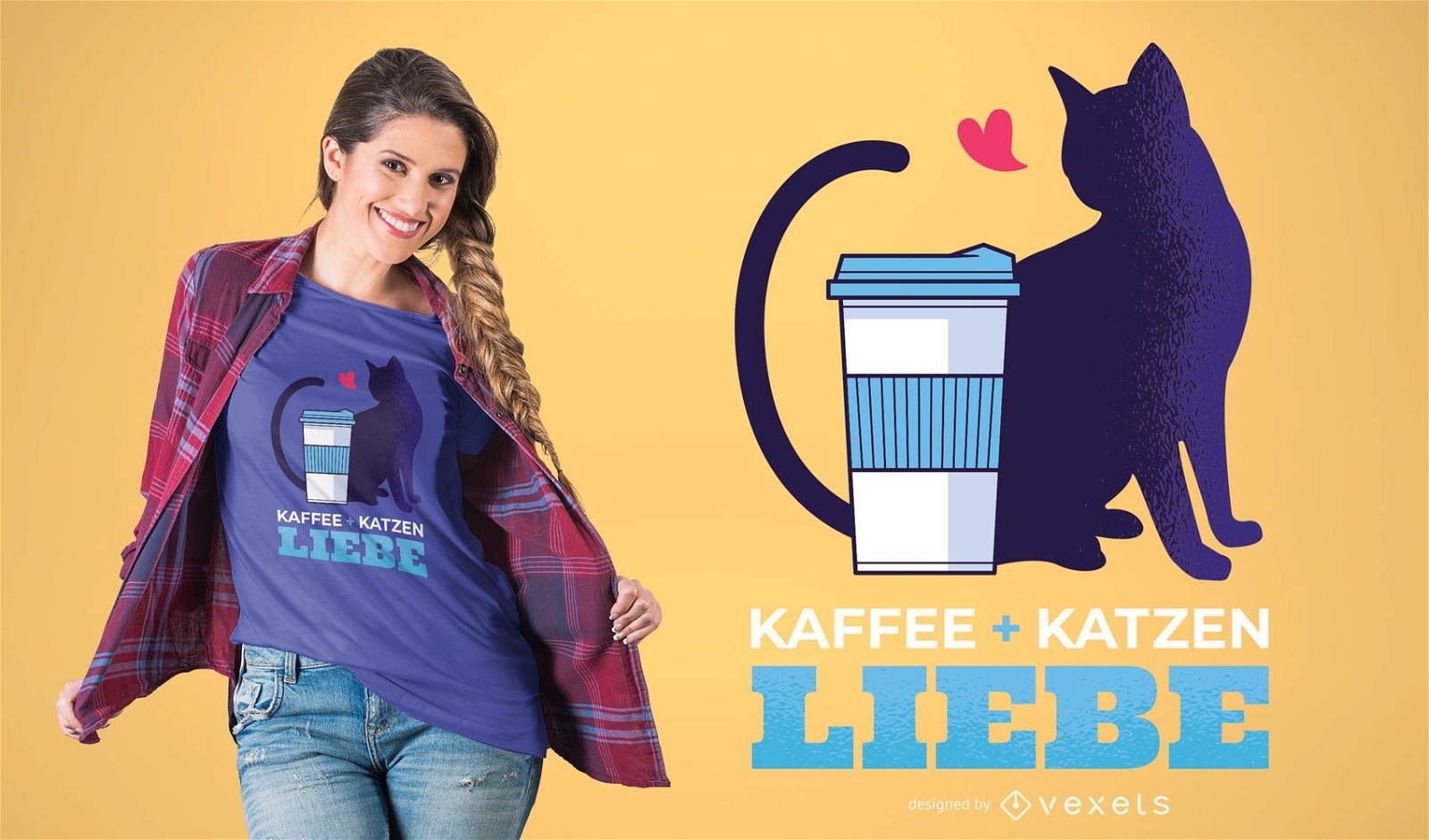 Kaffee Katze T-Shirt Design