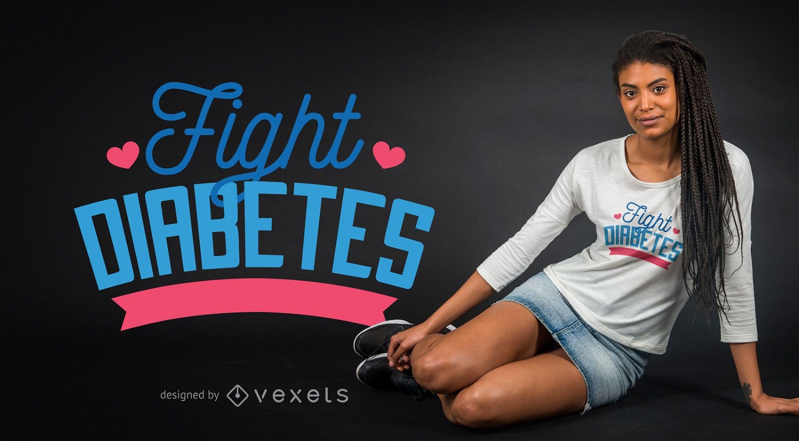 Diseño de camiseta de lucha contra la diabetes