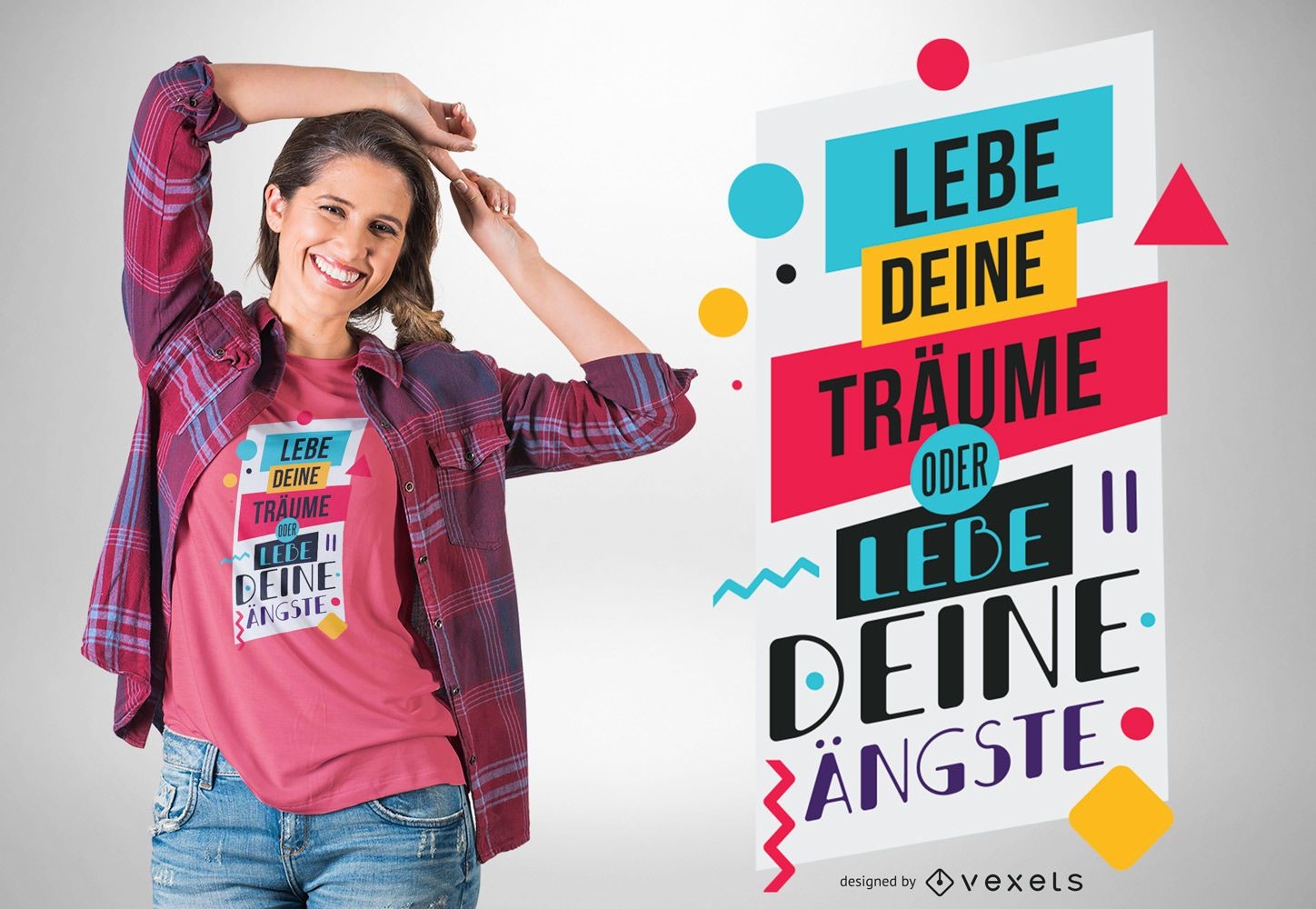 Lebe deine Tr?ume, farbenfrohes deutsches Zitat-T-Shirt-Design