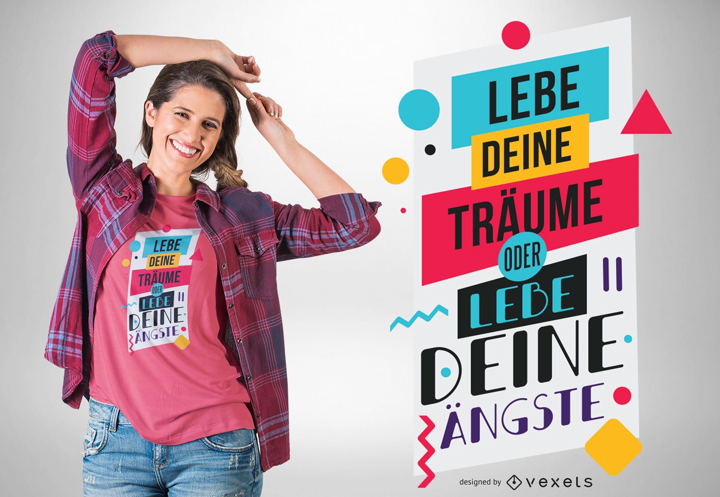 Lebe deine Träume, farbenfrohes deutsches Zitat-T-Shirt-Design