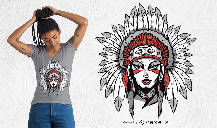 Diseño de camiseta mujer con tocado Diseño de camiseta mujer con tocado