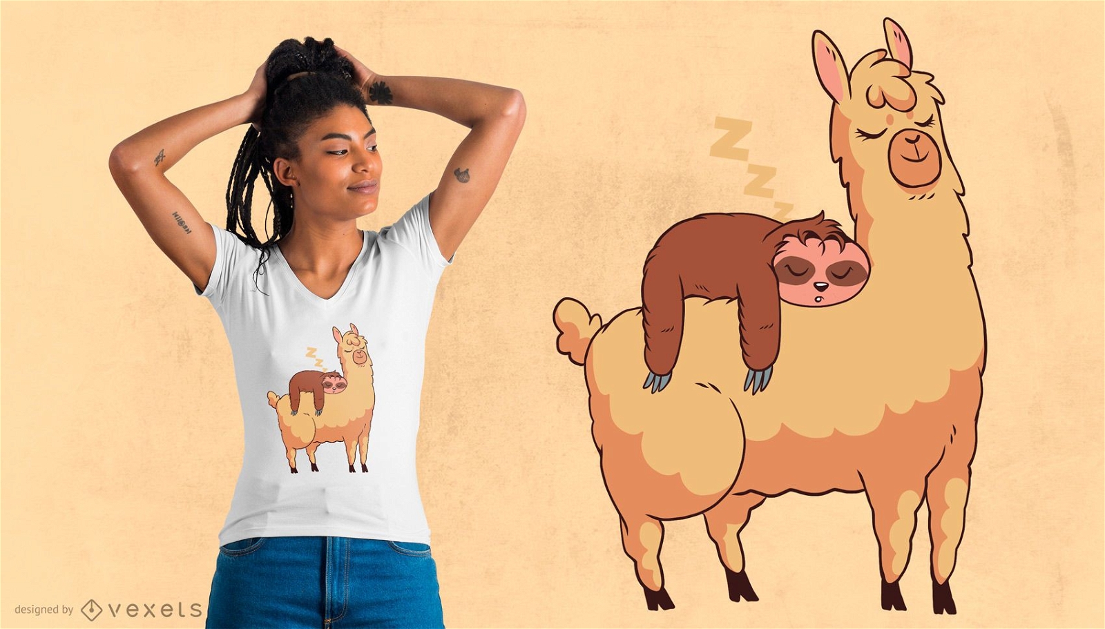 Sloth Riding Llama T-shirt Design