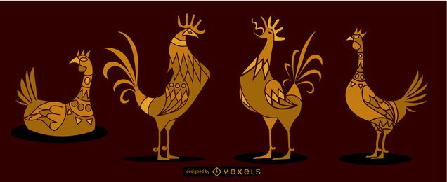 Egyptian Rooster Set Vector Download