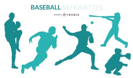 Silhuetas de beisebol verde Silhuetas de beisebol verde