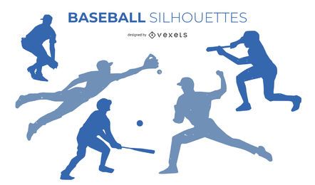 Conjunto de design de silhueta de beisebol