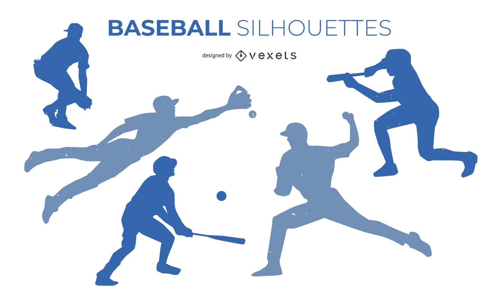 Conjunto de design de silhueta de beisebol