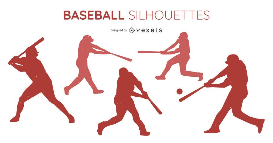 Conjunto de silhueta de jogador de beisebol Conjunto de silhueta de jogador de beisebol