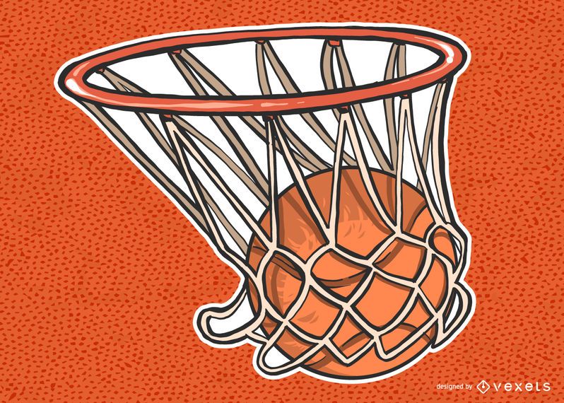 Basketball In Net Illustration Basketball In Net Illustration