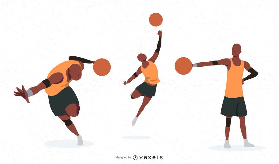 Conjunto de caracteres de jugador de baloncesto - Descargar vector