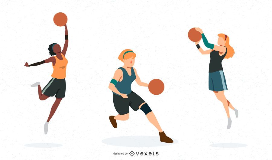 Conjunto de vectores de mujeres de baloncesto Conjunto de vectores de mujeres de baloncesto