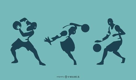 Basketball player moves silhouettes