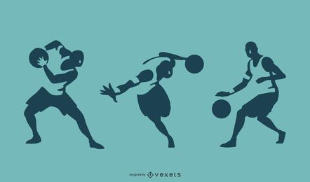 Jogador de basquete move silhuetas