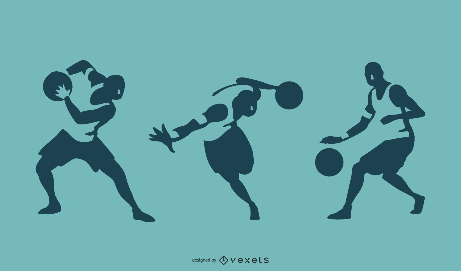 Basketball player moves silhouettes
