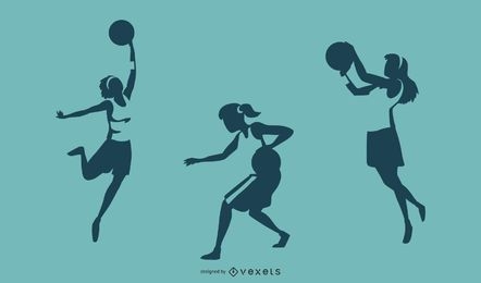 Female Basketball Player Silhouettes