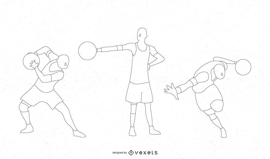 Basketball Routine Silhouette Design Set Basketball Routine Silhouette Design Set