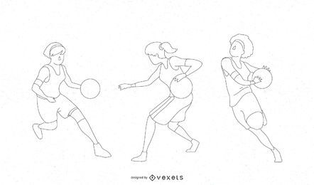 Siluetas de rutina de baloncesto