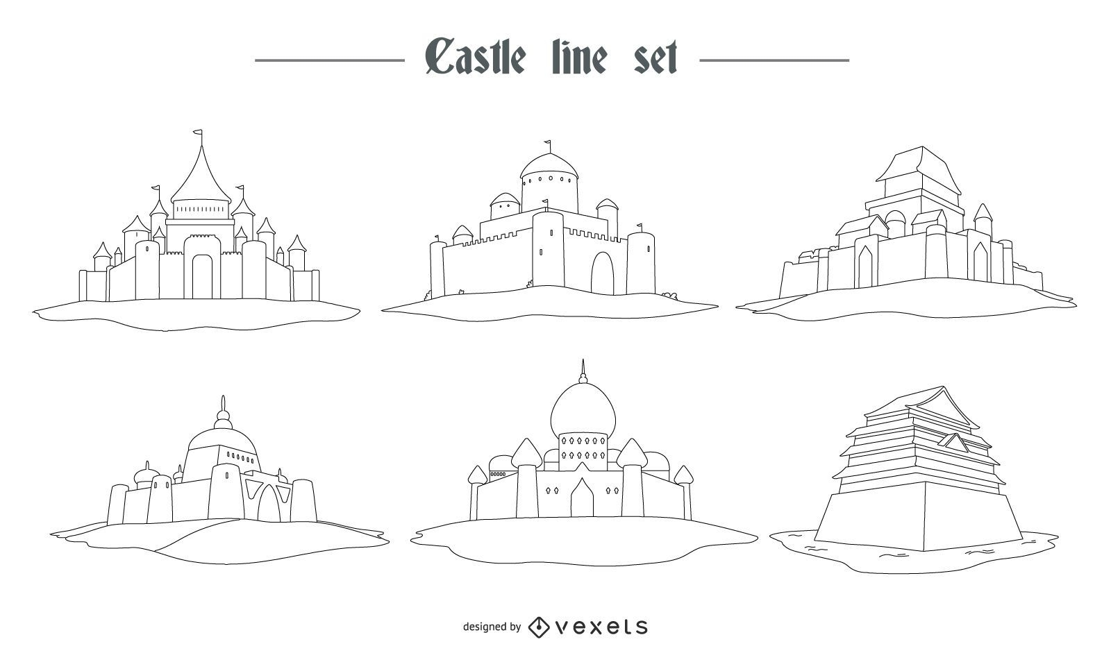 Conjunto de estilo de linha de castelo