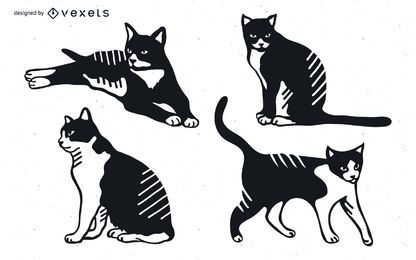 Detailliertes Silhouette-Design der Katze