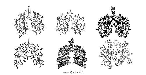 Conjunto de diseño de silueta de fibrosis quística