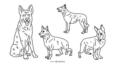 Deutscher Schäferhund Schlaganfall-Vektorsatz