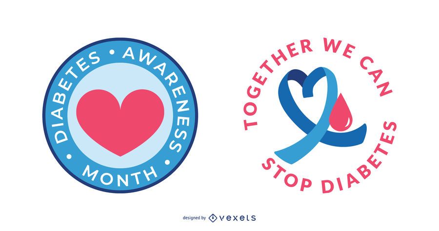 Diabetes awareness badge set Diabetes awareness badge set