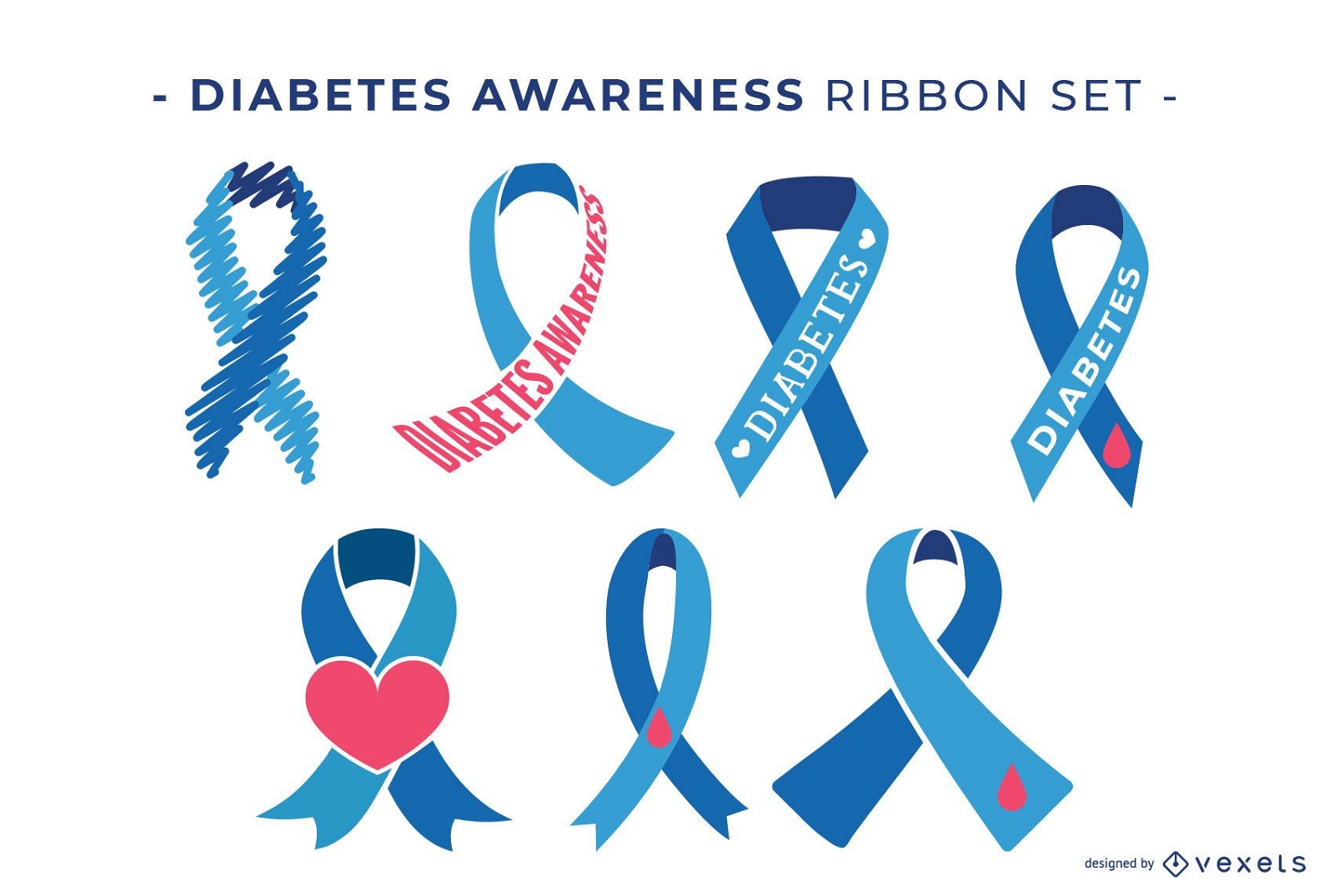 Diabetes awareness ribbon set