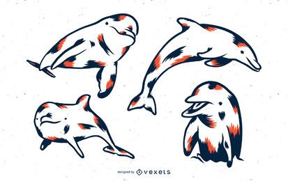 Conjunto de vetores Duotone Dolphin