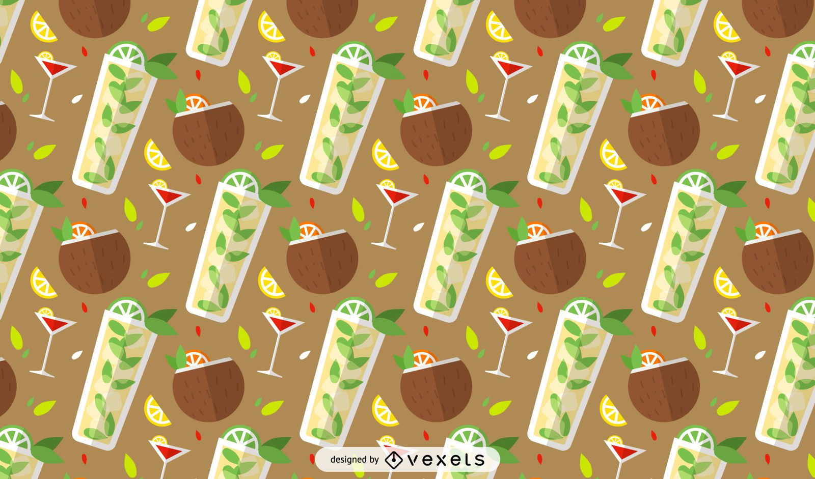 Summer cocktails pattern design