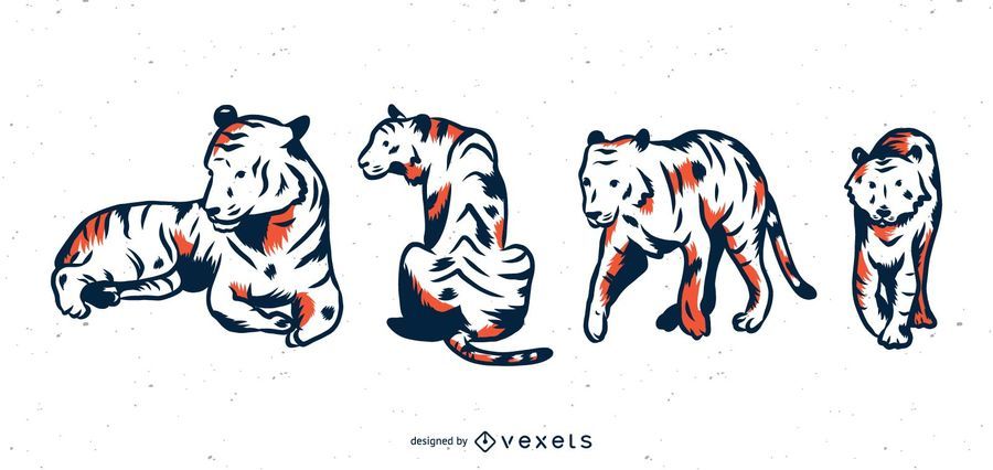 Duotone Tiger Vector Set Duotone Tiger Vector Set