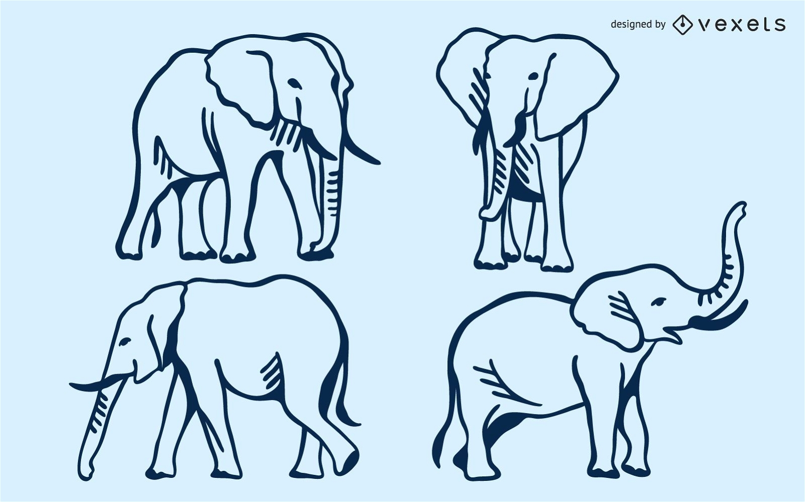 Elefanten-Doodle-Set