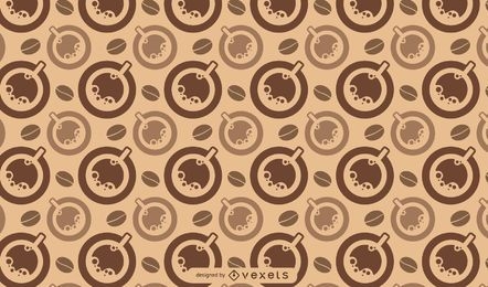 Coffee cups and beans pattern