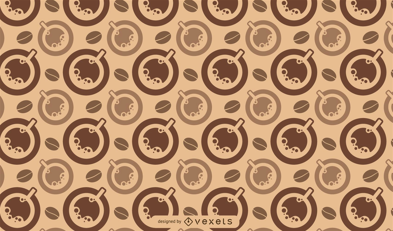 Coffee cups and beans pattern