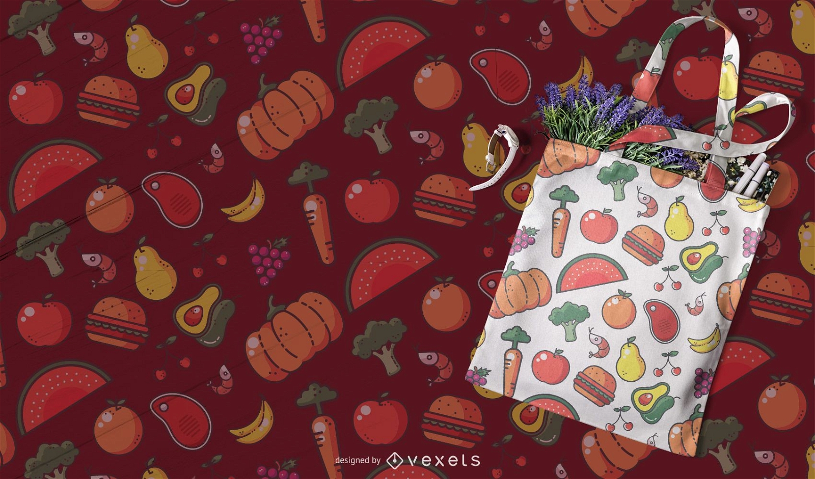 Colorful food seamless pattern design